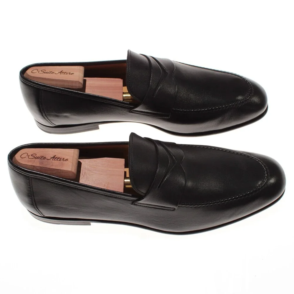 Mezlan NWB Pompei Slip On Penny Loafers Size 10 US in Black Leather
